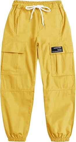 SANGTREE Women's Cargo Elastic Waist Drawstring Pants Tapered Jogger Pants with Pockets for Women,Dark Grey,S in Saudi Arabia