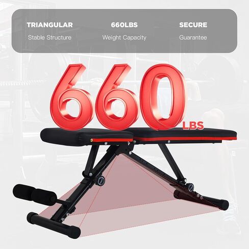 مقعد وزن قابل للتعديل من FDW مع تدريبات القوة القابلة للطي لتمارين القوة المنزلية في صالة الألعاب الرياضية المنزلية ومقاعد التمارين الرياضية، مقعد لضغط مقاعد البدلاء، مقعد متعدد الوظائف - سعة عالية القوة 660 رطلاً in Kuwait
