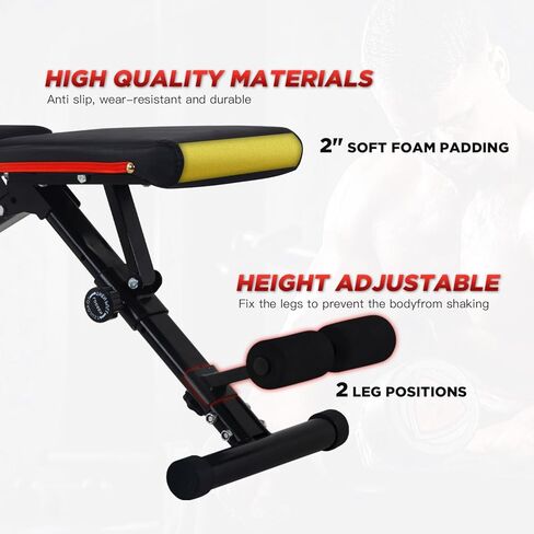 مقعد وزن قابل للتعديل من FDW مع تدريبات القوة القابلة للطي لتمارين القوة المنزلية في صالة الألعاب الرياضية المنزلية ومقاعد التمارين الرياضية، مقعد لضغط مقاعد البدلاء، مقعد متعدد الوظائف - سعة عالية القوة 660 رطلاً in Kuwait