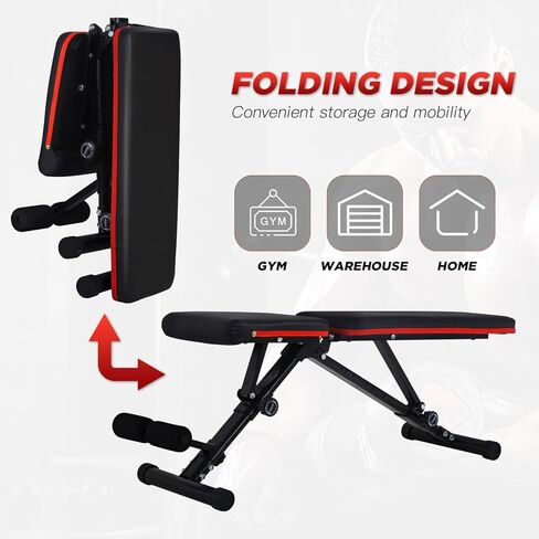 مقعد وزن قابل للتعديل من FDW مع تدريبات القوة القابلة للطي لتمارين القوة المنزلية في صالة الألعاب الرياضية المنزلية ومقاعد التمارين الرياضية، مقعد لضغط مقاعد البدلاء، مقعد متعدد الوظائف - سعة عالية القوة 660 رطلاً in Kuwait