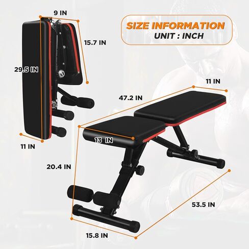 مقعد وزن قابل للتعديل من FDW مع تدريبات القوة القابلة للطي لتمارين القوة المنزلية في صالة الألعاب الرياضية المنزلية ومقاعد التمارين الرياضية، مقعد لضغط مقاعد البدلاء، مقعد متعدد الوظائف - سعة عالية القوة 660 رطلاً in Kuwait