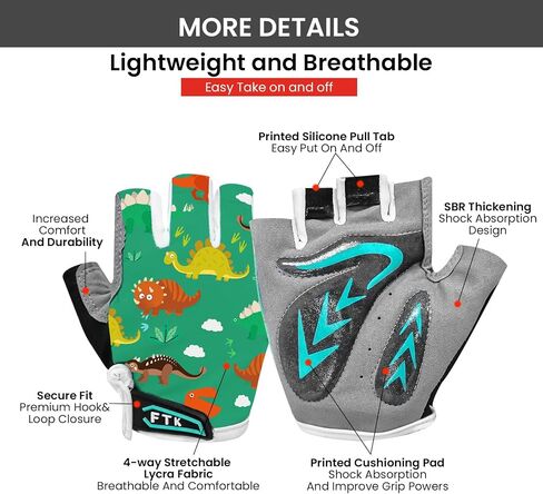 Kids Bike Gloves Boys Girls Gel Padded Half Finger Pair Road Riding Mountain Bicycle Non-Slip Outdoor Sport Cycling Road Mountain Bike Glove for Youth Junior Children in Saudi Arabia