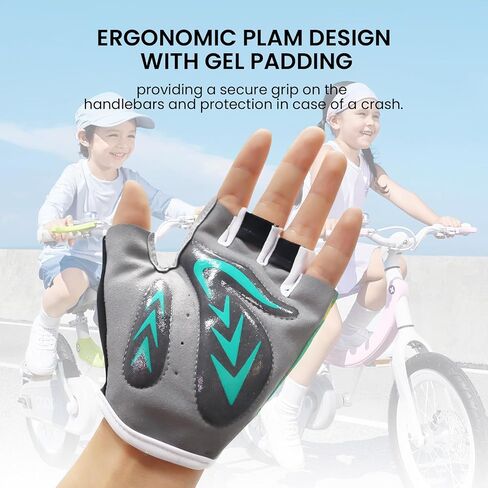 Kids Bike Gloves Boys Girls Gel Padded Half Finger Pair Road Riding Mountain Bicycle Non-Slip Outdoor Sport Cycling Road Mountain Bike Glove for Youth Junior Children in Saudi Arabia