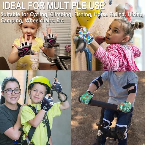 Kids Bike Gloves Boys Girls Gel Padded Half Finger Pair Road Riding Mountain Bicycle Non-Slip Outdoor Sport Cycling Road Mountain Bike Glove for Youth Junior Children in Saudi Arabia