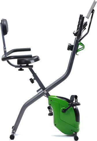 Indoor Folding Exercise Bike, Semi Recumbent Magnetic Upright Exercise Bike, Magnetic X-Bike with 8-Level Magnetic, Adjustable Seat Backrest , Pulse Sensors and Tablet Holder & Bottle Holder for in Kuwait