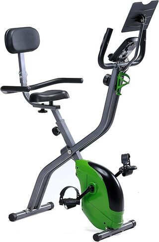 Indoor Folding Exercise Bike, Semi Recumbent Magnetic Upright Exercise Bike, Magnetic X-Bike with 8-Level Magnetic, Adjustable Seat Backrest , Pulse Sensors and Tablet Holder & Bottle Holder for in Kuwait