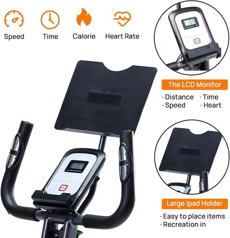 Indoor Folding Exercise Bike, Semi Recumbent Magnetic Upright Exercise Bike, Magnetic X-Bike with 8-Level Magnetic, Adjustable Seat Backrest , Pulse Sensors and Tablet Holder & Bottle Holder for in Kuwait
