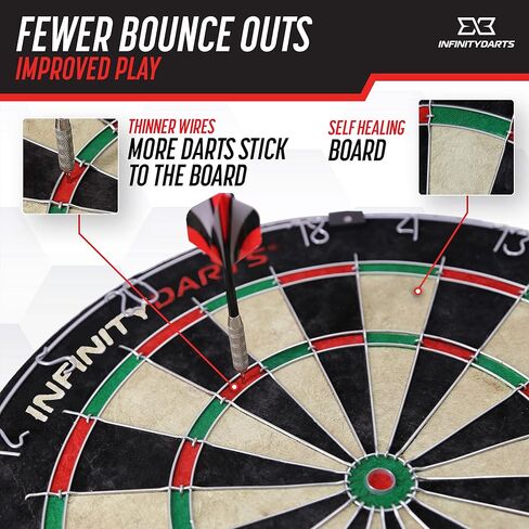 مجموعة رمي السهام ذات الشعيرات اللامتناهية - تتضمن 6 مجموعة سهام ذات أطراف معدنية، لوح رمي السهام من ألياف السيزال ذاتية الشفاء، حلقة تسجيل أسلاك فولاذية دوارة، عين بولس خالية من الدبابيس، لغرفة الألعاب المنزلية أو سهام البار in Kuwait