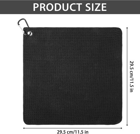 2Pcs Golf Bag Towel,Golf Rag with Carabiner Microfiber Fabric Waffle Pattern,Mens Black Golf Towel for Golf Bag (Black,Grey) in Saudi Arabia