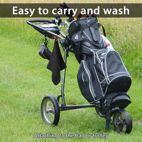2Pcs Golf Bag Towel,Golf Rag with Carabiner Microfiber Fabric Waffle Pattern,Mens Black Golf Towel for Golf Bag (Black,Grey) in Saudi Arabia
