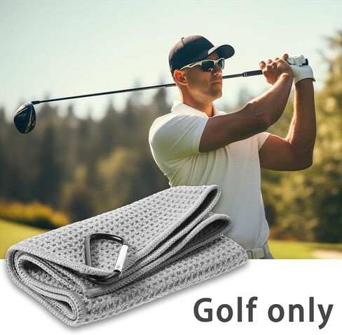 2Pcs Golf Bag Towel,Golf Rag with Carabiner Microfiber Fabric Waffle Pattern,Mens Black Golf Towel for Golf Bag (Black,Grey) in Saudi Arabia