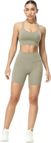 icyzone Women's High Waist Biker Shorts with Pockets Athletic Yoga Gym Shorts Tummy Control in Saudi Arabia