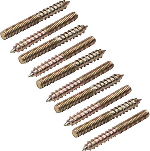 Yinpecly 10Pcs Carbon Steel Double Headed Hanger Bolts 2 inch Length Self-Tapping Screw for Furniture Installation M6×50 Bronze in Saudi Arabia