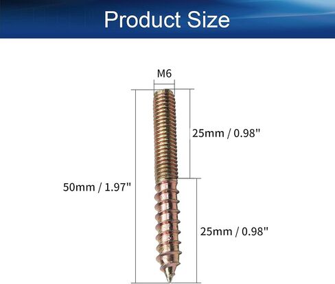 Yinpecly 10Pcs Carbon Steel Double Headed Hanger Bolts 2 inch Length Self-Tapping Screw for Furniture Installation M6×50 Bronze in Saudi Arabia
