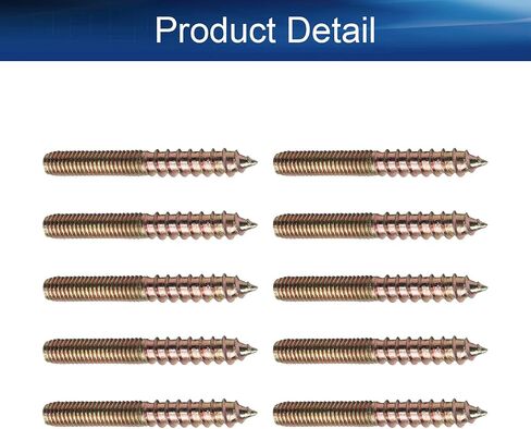 Yinpecly 10Pcs Carbon Steel Double Headed Hanger Bolts 2 inch Length Self-Tapping Screw for Furniture Installation M6×50 Bronze in Saudi Arabia