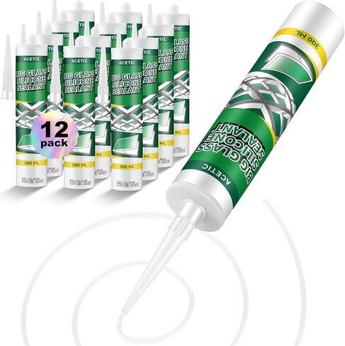 Clear Silicone Sealant Caulk, 100% Silicone Waterproof Sealant Adhesive Caulking Tool for RV Marine Home Window Roof Door Kitchen Bathroom Bathtub Shower Auto Leakproof Seal, 10.1fl oz(2 Pack) in Kuwait