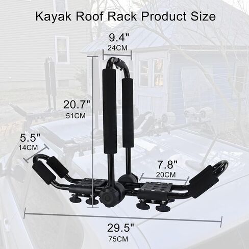 Folding Kayak Roof Rack J-Bar Adjustable | For Kayak/Canoe/SUP, Roof Mounting, SUV/Car/Truck Crossbars(23-krf-2) in Kuwait
