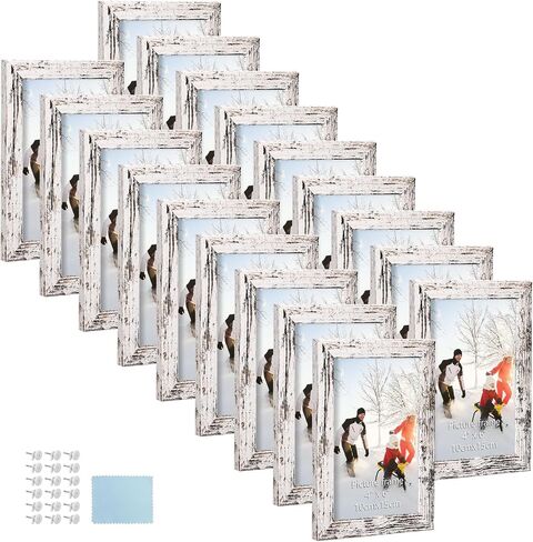 PHAREGE Distressed White 8x10 Picture Frame Bulk 18 Pack, Faux Birch Grain 8 by 10 Rustic Frame Set, Multi Farmhouse Frames for Family Team Photos, Vertically or Horizontally, Tabletop or Wall in Kuwait