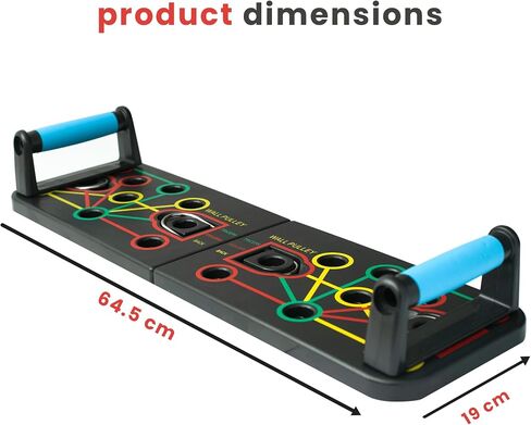 Push Up Board & Pilates Bar Kit (15 Fitness Accessories) – Portable, Foldable & Color Coded Exercise Equipment for Full Body Work Out | Fitness Equipment for Strengthening Chest, Triceps, Back, & Arms in Saudi Arabia