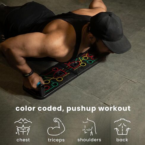 Push Up Board & Pilates Bar Kit (15 Fitness Accessories) – Portable, Foldable & Color Coded Exercise Equipment for Full Body Work Out | Fitness Equipment for Strengthening Chest, Triceps, Back, & Arms in Saudi Arabia