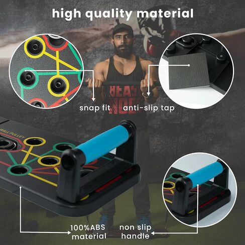 Push Up Board & Pilates Bar Kit (15 Fitness Accessories) – Portable, Foldable & Color Coded Exercise Equipment for Full Body Work Out | Fitness Equipment for Strengthening Chest, Triceps, Back, & Arms in Saudi Arabia