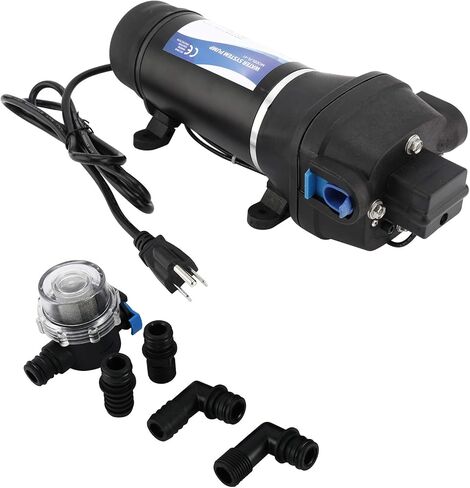 YaeMarine التيار المتناوب 115 فولت مضخة الحجاب الحاجز لضغط المياه ذاتية التحضير 17LPM/4.5GPM 40PSI/2.8bar للقافلة/RV/قارب/بحرية in Kuwait