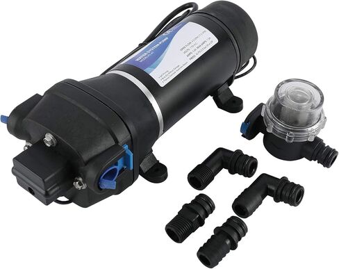 YaeMarine التيار المتناوب 115 فولت مضخة الحجاب الحاجز لضغط المياه ذاتية التحضير 17LPM/4.5GPM 40PSI/2.8bar للقافلة/RV/قارب/بحرية in Kuwait