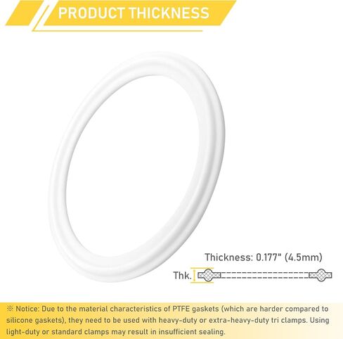 2.5 Inch Tri Clamp PTFE Gasket for 2.5" Sanitary Tri-Clamp Fittings TC Polytetrafluoroethylene O-Ring Seal Gaskets 12PCS in Saudi Arabia