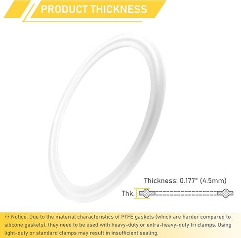 2.5 Inch Tri Clamp PTFE Gasket for 2.5" Sanitary Tri-Clamp Fittings TC Polytetrafluoroethylene O-Ring Seal Gaskets 12PCS in Saudi Arabia