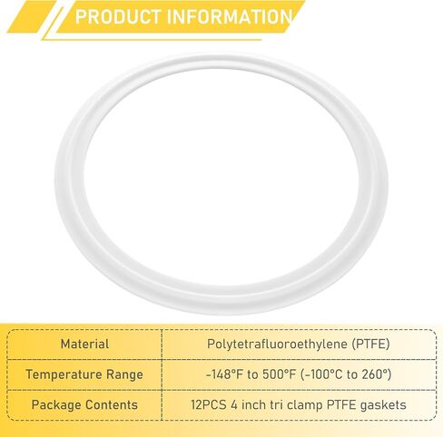 2.5 Inch Tri Clamp PTFE Gasket for 2.5" Sanitary Tri-Clamp Fittings TC Polytetrafluoroethylene O-Ring Seal Gaskets 12PCS in Saudi Arabia