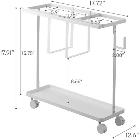 Yamazaki Home Tower Rolling Slim Fitness Rack With Adjustable Holder, Casters, Hooks For Gear Organization - Steel in Kuwait