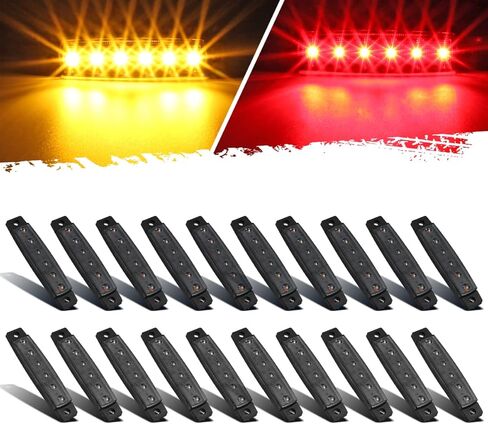 20 قطعة من Partsam 3.8 بوصة كهرمان/أحمر LED مؤشرات إضاءة جانبية لشاحنة مقطورة RV تخييم دراجة نارية، مقاومة للماء in Kuwait