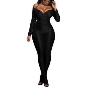Sexy Two Piece Outfits For Women Off Shoulder Tops Flared Bodycon Pants Sets