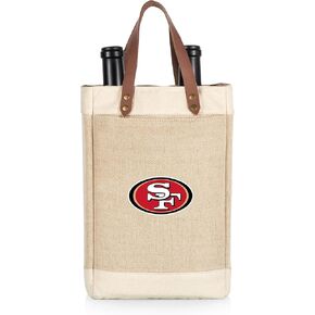 PICNIC TIME NFL Pinot - Jute 2 Bottle Insulated Wine Bag - Wine Tote Bag - Wine Gift Bag, (Beige)