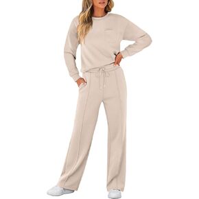 ANRABESS Women 2 Piece Outfits Long Sleeve Pullover Sweatsuit Sweatpants Tracksuit Sweat Lounge Matching Set 2024 Fall Trendy