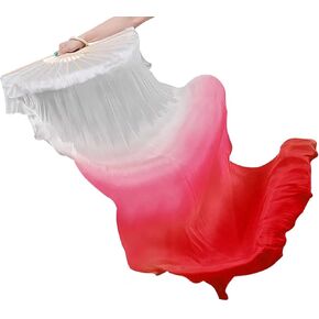 Andux Silk Belly Dance Fan Veils Square Dancing Fan Dance Around The Hands of Adults Lengthening Gradient Silk Fan WDCS-01