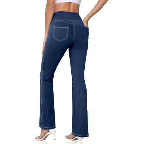 Women's Bootcut Yoga Pants, Wide Leg Leggings with Pockets High Waist Flare Dress Pants Petite/Regular/Tall