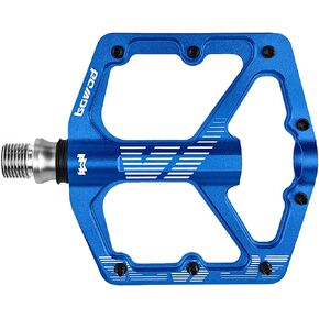 Light MTB Pedals Flat Mountain Bike Pedals, Non-Slip Bicycle Pedals w Large CNC Aluminium Pedal, Clipless BMX Pedals w 9/16" Cr-Mo Axel, Wide Metal Pedals for Adult Road Bike Pedals Replacement