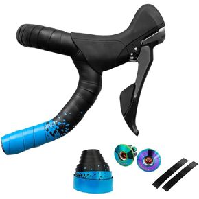 GORIX Bar Tape Handlebar Grip Wrap+2 Fixed Bar Plug 2 Color Road MTB Bicycle Cycling(GX-097BD(Global Edition)) (Blue)