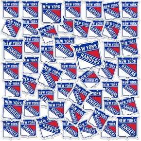 NHL Logo NY Rangers 50ct Vinyl Large Deluxe Stickers Variety Pack - Laptop, Water Bottle, Scrapbooking, Tablet, Skateboard, Indoor/Outdoor