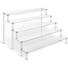 Acrylic Display Stands, 5 Tier Perfume Organizer Stand, Clear Cupcake Stand Holder, Large Shelf Risers for Figures, Dessert Shelves for Party, Riser Stand for Decoration and Organizer