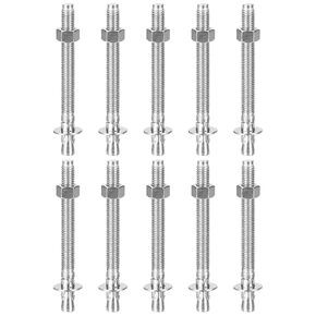 1/2" x 4" Wedge Anchors - 10Pack - Good for Cement and Concrete Wall - 304 Stainless Steel Zinc Plated Screw Bolt Nut Expansion Tube Fasteners