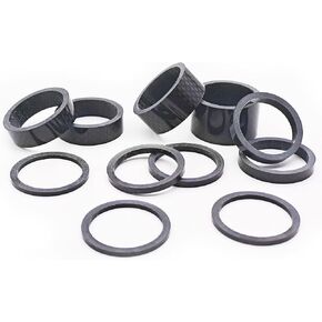 11PCS Bike Carbon Fiber Headset Spacer Set Bicycle Handlebar Stem Spacers Aluminum Ultralight Headset Spacers Fit Most Mountain Bikes Fork Spacers Road Bike BMX Black