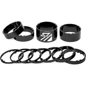 BUCKLOS Bicycle Spacers 11 Pieces Fit 28.6mm Bicycle Threadless Front Fork Stem,2 3 5 10 15 20mm Aluminum Alloy Washers Black