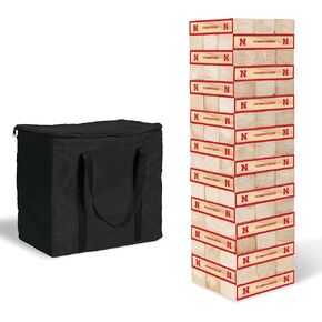 Wild Sports NCAA Giant Stacking Wooden Blocks – Tumbling Tower Classic Family Game Stacks Over 5 ft. High – Great Gift for Any College Football Fan!