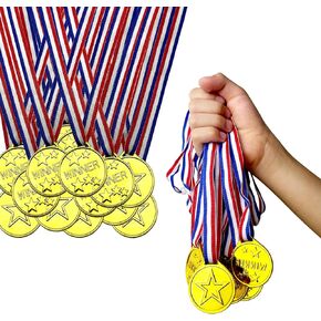 30 Pcs Gold Plastic Winner Award Medals,Winner Medals for Kids School Sports,Games, Competition,Talent Show,Gymnastic,Party Favors & Souvenirs