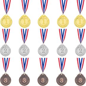 15 Pieces Gold Silver Bronze Award Medals for Competions-Olympic Medals Winner Medals for Awards for Kids & Aldults, 2 Inches