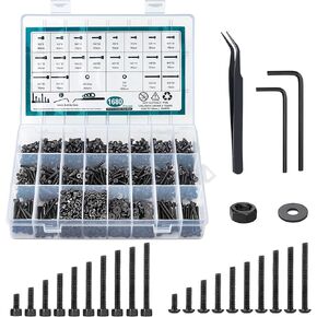 1680cpcs m3 متري بولت تشكيلة أسود m3 البراغي والصواميل تشكيلة متري آلة المسمار مجموعة متنوعة 10.9 و 12.9 سبائك الصلب الأسود الزنك مطلي عرافة ورأس المقبس in Kuwait