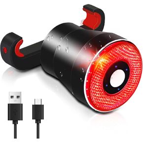 EBUYFIRE Bike Tail Light,Brake Sensing Bicycle Rear Lights Rechargeable Bright LED Back Lights,Waterproof Cycling Safety Taillight Warning Rear Light with Double Bracket