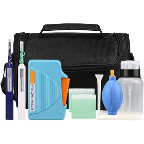 Optic Fiber Cleaning Inspection Kits Including 400 Times Fiber Connector Microscope for 1.25/2.5mm FC/SC/ST/LC Connector & 1.25mm/2.5mm Cleaner Pens & Cleaning Cassette (MR-200)